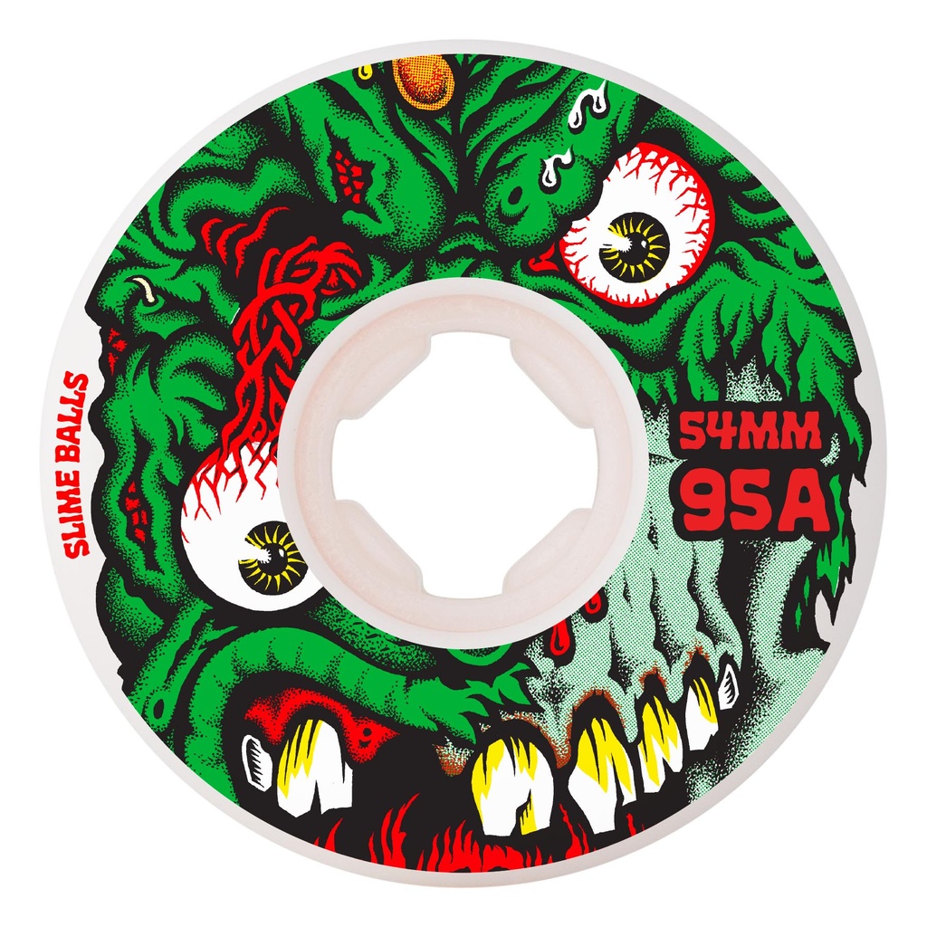 [22223440-161365] 54mm Roskopp Face Two Reissue White Hardline 95a Slime Balls Wheels