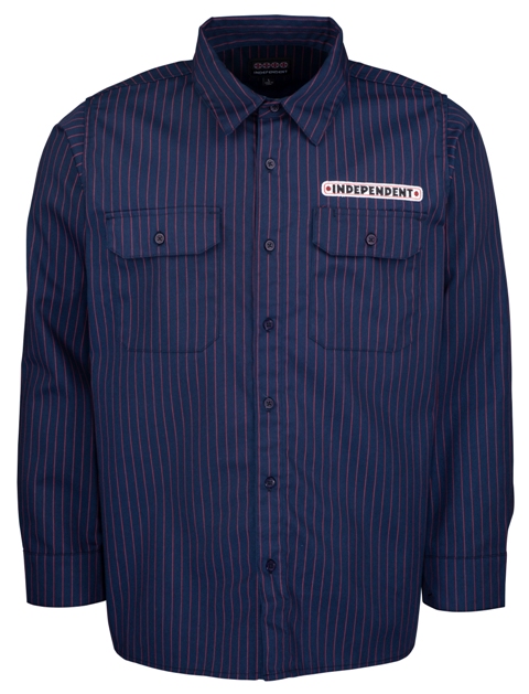 Shirt L/S Bar Logo Navy/Red