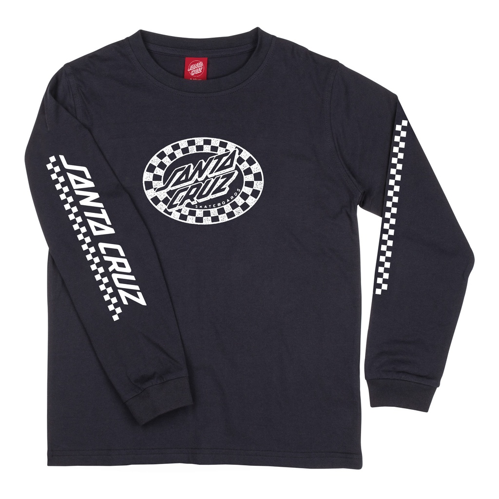 Youth Tee L/S Check Oval Mono Front