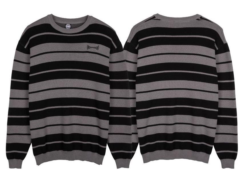 Crew Osage Stripe Knit Grey/Black M
