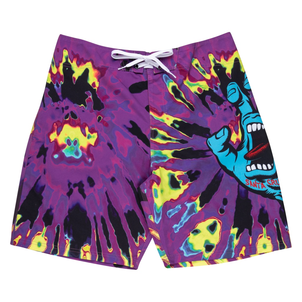 [SCA-SHR-5092] Boardshort Screaming Hand (Purple / Yellow / Black Tie Dye, 28)