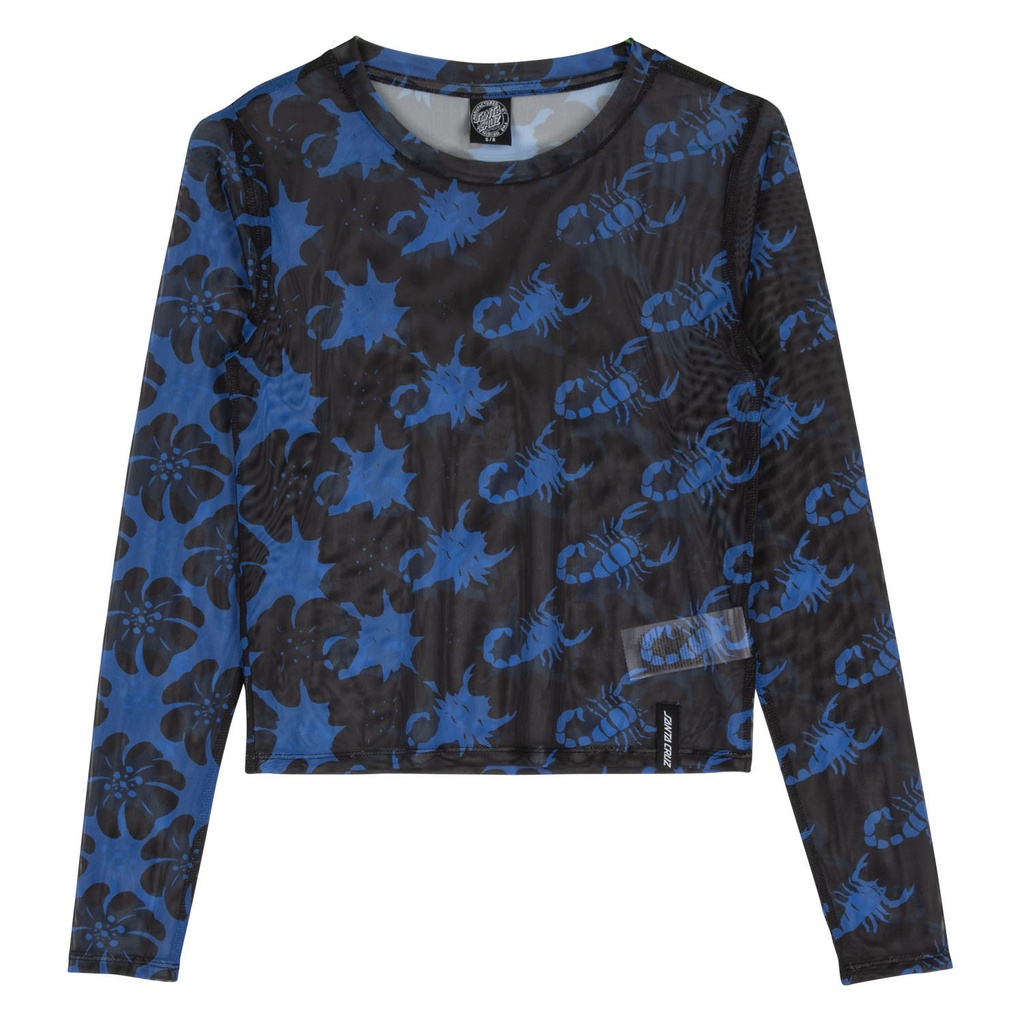 Women Top L/S Strip Digi Mesh Top