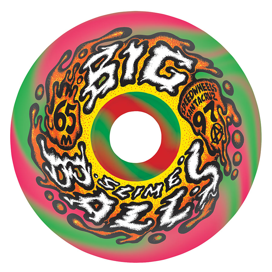 65MM BIG BALLS PINK GREEN SWIRL 97A SLIME BALLS WHEELS