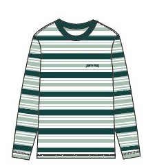 Women Tee L/S Set Stripe Emb