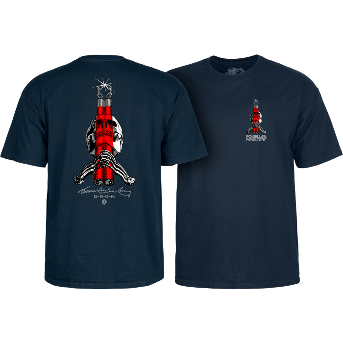 [CTMPPBLSASNX] Tee Bruce Lee X Skull & Numchuck (Navy, XL)
