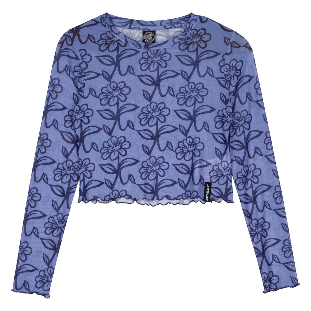 Womens L/S Top Delfino Flower Mesh Crop