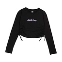 Womens L/S Top Love Script Strip Tie LS Top