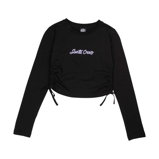 Womens L/S Top Love Script Strip Tie LS Top