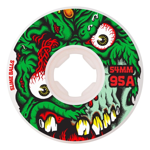 [22223440-161365] 54mm Roskopp Face Two Reissue White Hardline 95a Slime Balls Wheels